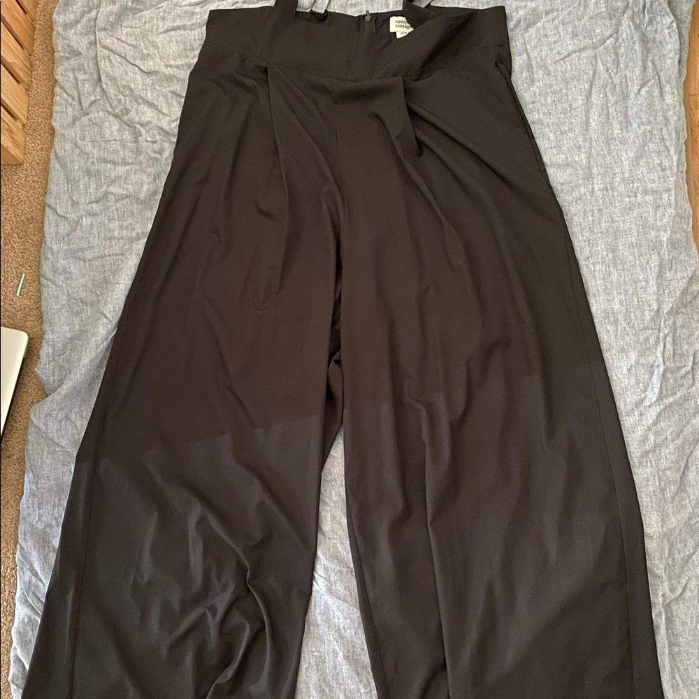 Black high waist wide leg Rochelle suspender pants